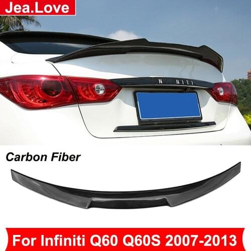 A B C Type Real Carbon Fiber Rear Roof Wing Back Spoiler Car Exterior Modification Tail decoration For Infiniti Q60 Q60S 2007-13