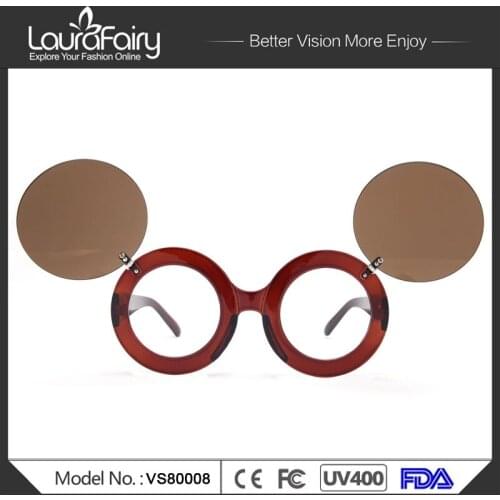 Laura Fairy Fashion Cool Steampunk Double Flip Sunglasses Women Brand Designer UV400 Cute Round Sunglass Gafas De Sol Hombre