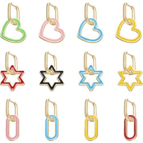 ZHUKOU 1 piece heart/star small hoop earrings with charms Gorgeous gold color earring hoops 2020 NEW style Jewelry VE211