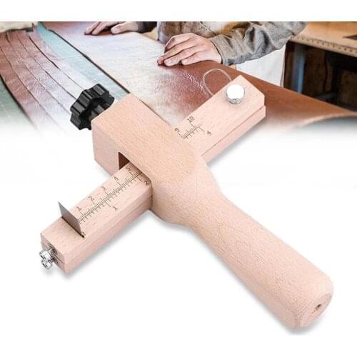 1PC Adjustable Leather Strap Cutter Leathercraft Strip Belt DIY Hand Cutting Wooden Strap Knife Leather Tools With 5 Blades