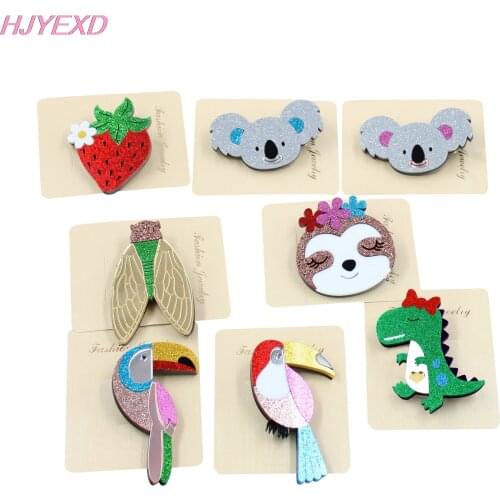 1piece)High Quality Acrylic Dinosaur Brooch Koala Toucan Sloth Brooches Safety Pin Laser Cutout-BR