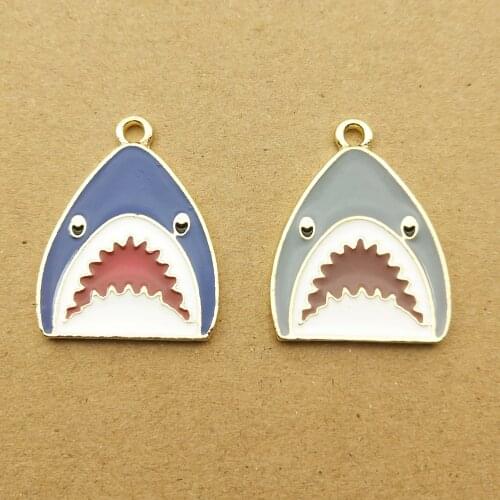 10pcs 21x28mm shark charms enamel charm for jewelry making and crafting charm fashion pendant