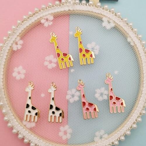 10pcs Charms Running Giraffe Deer Alloy Enamel Pendants Oil Drop Animal Charms For DIY Bracelet Necklace Jewelry Making Craft