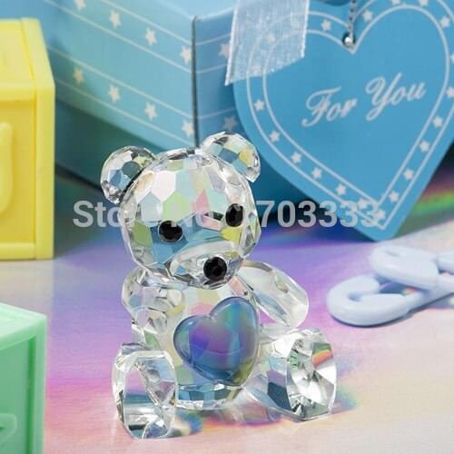 100pcs Baby Shower Favors Choice Crystal Collection Teddy Bear Figurines -Blue Crystal Bear For Wedding