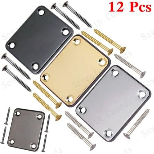 12 Pcs 4 Colors Electric Bass Guitar Neck Plate Neck Joint Plates With Screws