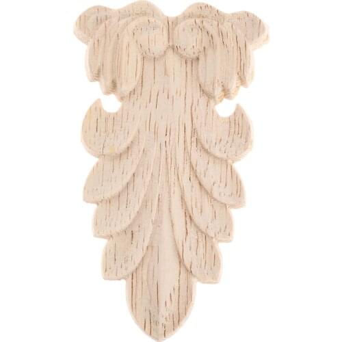 1x 8*4.5cm Woodcarving Decal European Style Applique Rubber Wood Carving Decorative Wooden Figurines Craft for Home Furniture