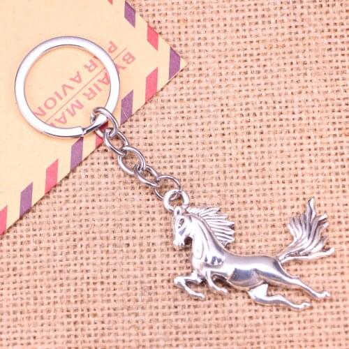 20pcs New Fashion Keychain 51x32mm running horse Pendants DIY Men Jewelry Car Key Chain Ring Holder Souvenir For Gift