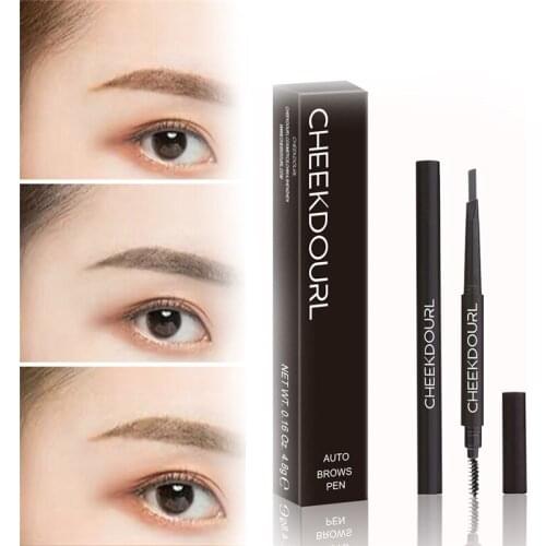 3 Colors Eyebrow Pen Waterproof 4 Fork Tip Eyebrow Tattoo Pencil Cosmetic Long Lasting Natural Dark Brown Liquid Eye Brow Pencil