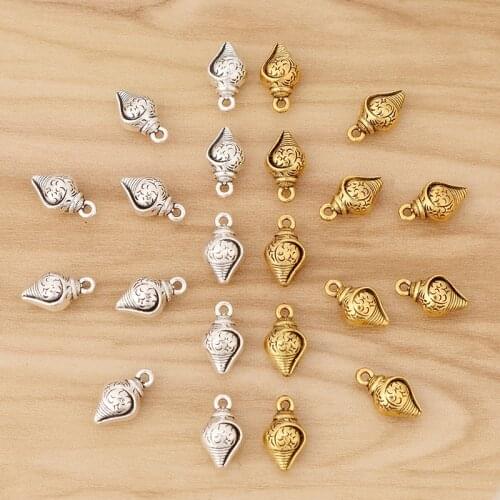 30 Pieces Tibetan Silver/Gold Sea Snail Conch 3D Charms Pendants Beads for DIY Bracelet Necklace Jewellery Making Accessories