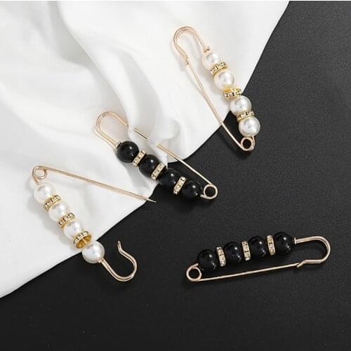 4/5/6Pcs/Set Adjust Skirt Waist Size Brooch Sweater Coat Decoration Pin Fixed Clothes Anti-glare Pearl Metal Buckle Brooch