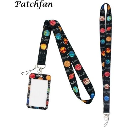 AD433 Patchfan Cartoon Planet Card Holder ID Holder Bus Card Holder Staff Card With Lanyard