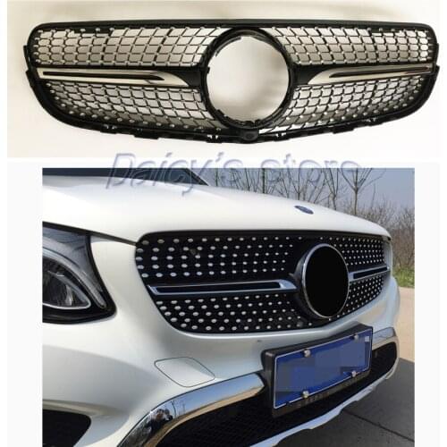 Diamond Grille for Mercedes Benz GLC Class W253 X253 GLC43 GLC200 GLC250 GLC300 GLC450 Black or Silver without center logo