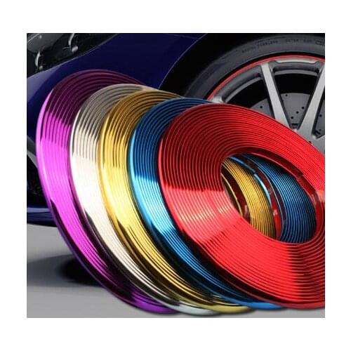 Car Hub Trim Decoration Strip stickers 8m Wheel Hub Bumper Protector Ring Wheel Anti-Collision Strip Tire Edge Styling