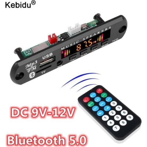 Kebidu 5V 12V Car MP3 WMA Decoder Board Audio MP3 Player USB TF FM Radio Module Wireless Bluetooth 5.0 For Car
