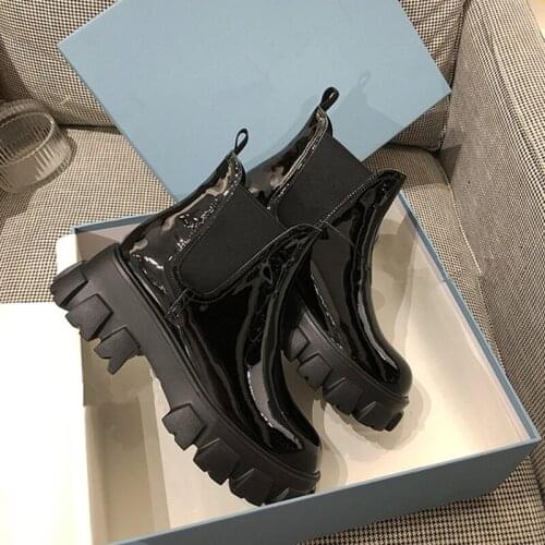 Girls Genuine Leather Chelsea Boots Ankle Round Toe Flat With Fashion Zipper-Sid Leisure Black Elegant Platform Wedges Rome Boot