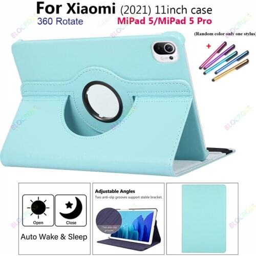 11'' Coque for Xiaomi MiPad 5 Pro /MiPad5 2021 Case 360 Rotation Smart PU Case for Xiaomi Mi Pad 5 Pro 11inch 2021 Cover +Stylus