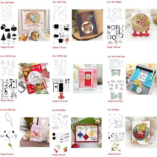 Cup Celebration Decorations Fruits of Autumn Bird Elk Metal Cutting Dies&Transparent Clear Stamps For DIY Scrapbooking Album Pap