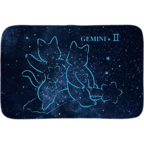 Gemini Printed Decorative Indoormat Soft Door Mat Short Plush Bathroom Floor Mats Zodiac Signs Stars Carpets