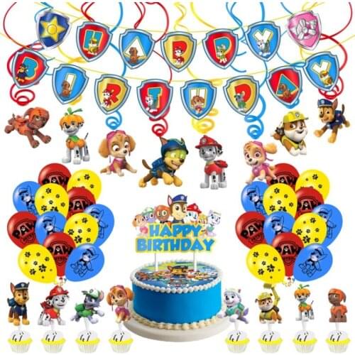 Paw patrol canine party decoration set birthday party flag pull balloon decoration kawaii event supplies