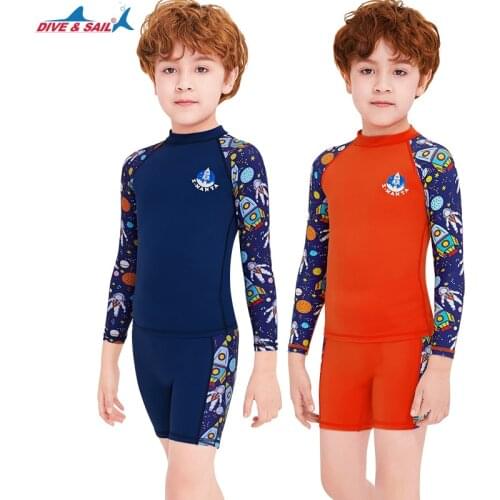 Kids Swimsuit Two Piece Rash Guard Long Sleeve Wetsuit Skin for Girls Boys Children, Sunsuit Swimwear UPF 50+ UV Sun Protection