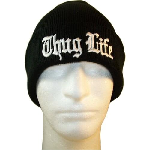 Europe and The United States Men and Womens Hip-Hop Thug Life Embroidery Knitted Wool Elastic Beanies Hat Ski Cap RX128