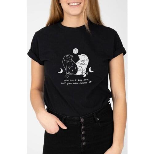 Gothic YOU CAN'T BUY LOVE cute cat T-Shirt funny 100% Cotton graphic grunge unisex hipster women casual Fashion tshirt top tee