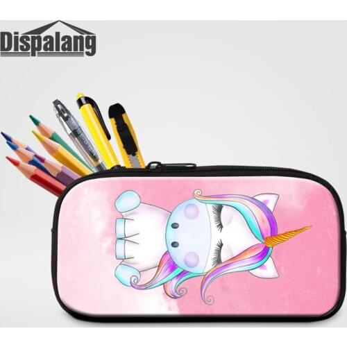 Girl New Fashion Cartoon Unicorn Pencil Case For Student Small Zipper Pen Box Women Cute Cosmetic Bags For Traveling Lady Makeup