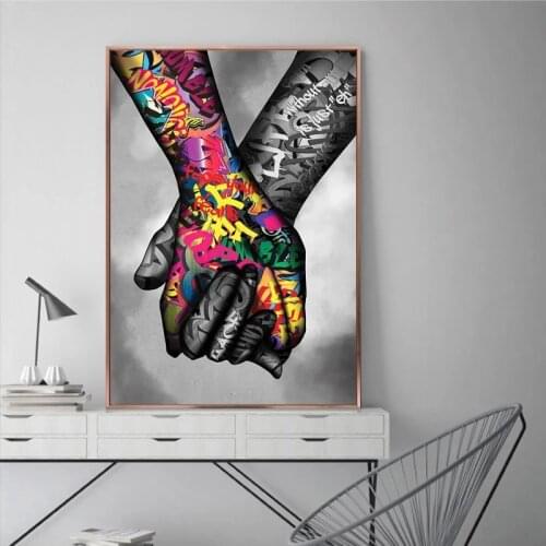 Lover Hands Street Graffiti Canvas Painting Gesture Art Posters and Prints Cuadros Wall Art Pictures for Living Room Home Decor