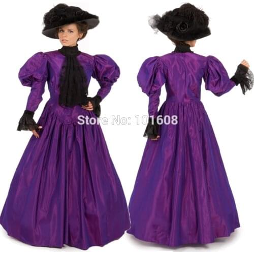 Customer to order!19 century Purple Taffeta Vintage costume Victorian dresses Marie Antoinette dresses Renaissance dress HL-132