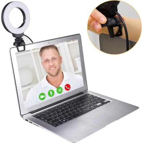Selfie Ring Light For Laptop Computer Desktop Youtube, Ring Lamp Video Conference Lighting Kit With Tripod Phone Holder Clip On
