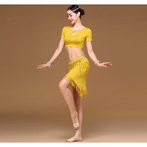 Belly Dance Costume Fashion Women Dance wear Professional Set Modal Top and Skirt Girls Comfortable fabric tassel style