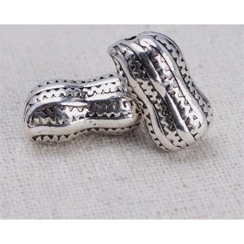 10 PCS 9mm*16.5mm Metal Alloy Tibetan Silver Color Peanut Spacer Beads Hole Beads Loose Bead For Jewelry Making