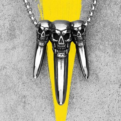 Skull Teeth Trophy Token Stainless Steel Men Necklaces Pendants Chain Punk for Boyfriend Male Jewelry Creativity Gift Wholesale