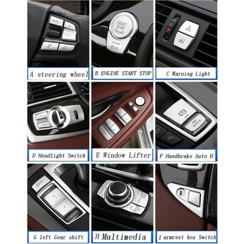 Car Styling Interior Button Sticker Trim For BMW 5 Series F10 F18 Auto Accessories Engine Start / Warning Light / Handbrake H