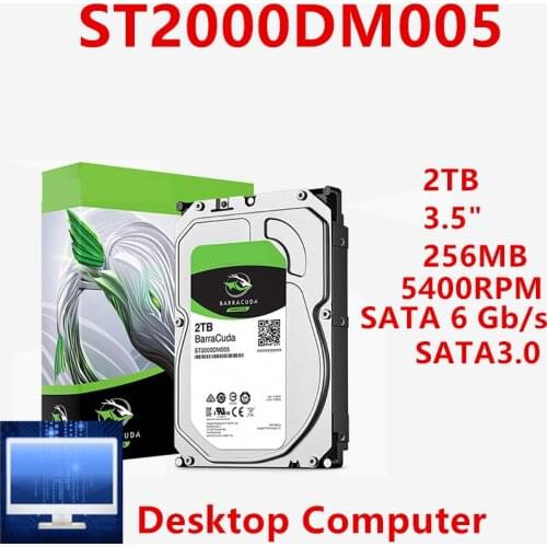 New HDD For Seagate Brand BarraCuda 2TB 3.5" SATA 6 Gb/s 256MB 5400RPM For Internal Hard Disk For Desktop HDD For ST2000DM005