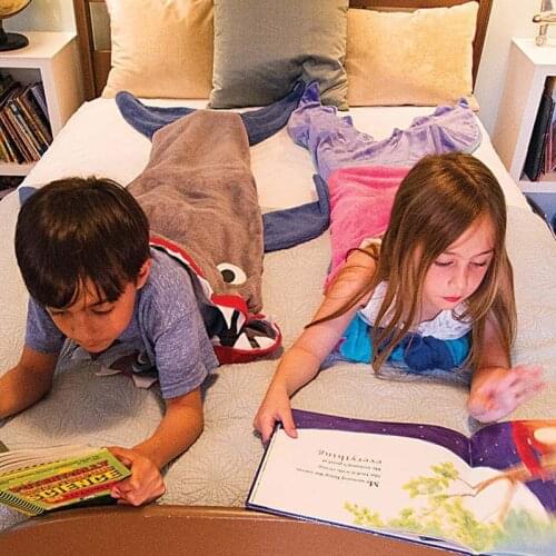 Flannel Shark Mermaid Tail Blanket Children Sleeping Sack Comfortable Kids Boy Girl Air Conditioning Sofa Blankets All Seasons