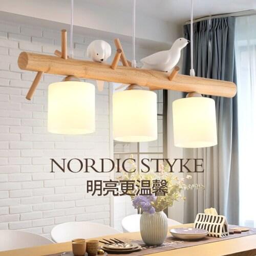Originality Personality Birdie Restaurant A Chandelier Northern Europe Concise Modern Dining Room Table Lamp Solid Wood Led