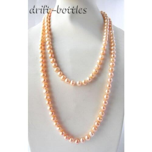 48'' 10MM Pink Round Freshwater Pearl Necklace