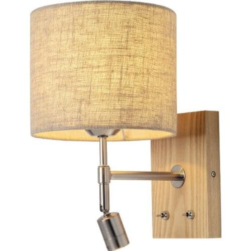 Bedside wall lamp reading lamp LED bedroom living room aisle lamp simple modern Nordic with switch solid wood wall light CL51802