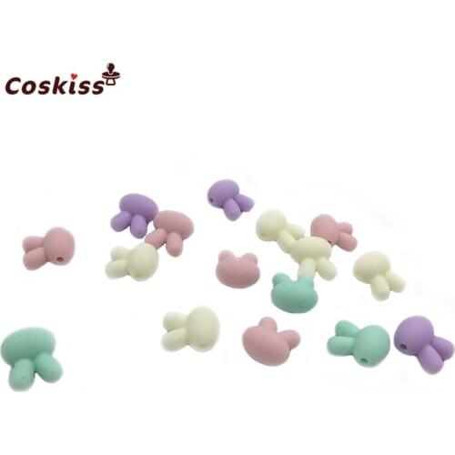 BPA Free Silicone Teether 15*18.2*10.5mm Mixed Color Rabbit DIY Crafts Baby Teether Toy New Mom Necklace Safe Eco Silicone