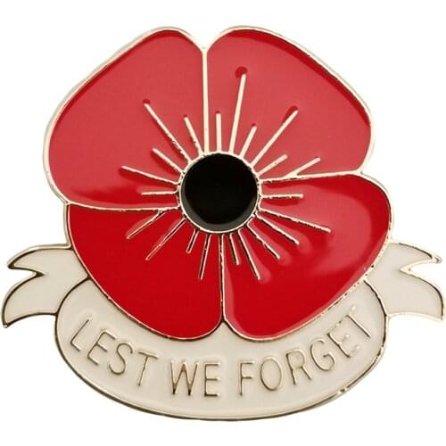 RSHCZY Red And White Poppy Brooches For Women Vintage Enamel Pins For Backpacks Hat Bag Jewelry Gift Scarf Buckle