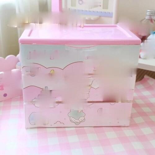 Cartoon Cute Little Twin Stars My Melody Three-layer Drawer Storage Box Bins Creative Girls Desktop Pink Plastic Cosmetic Case