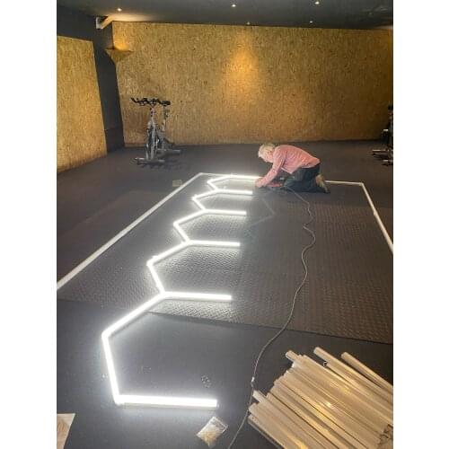 Customized 3.6x7.6M Led Hexagon Light for Car Showroom 4S Workshop Dropshipping Factory Supplier