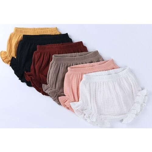 Baby Girls Boy Shorts Newborn Baby Fold bloomers Girls pure cotton linen Triangle Shorts Toddler Trousers PP Pants Clothes MT035