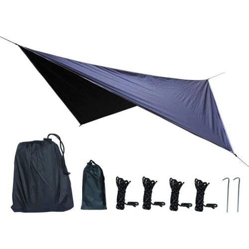 350x280cm Waterproof Tarp Tent Shade Outdoor Camping Hammock Rain Fly UV Garden Awning Canopy Sunshade Ultralight