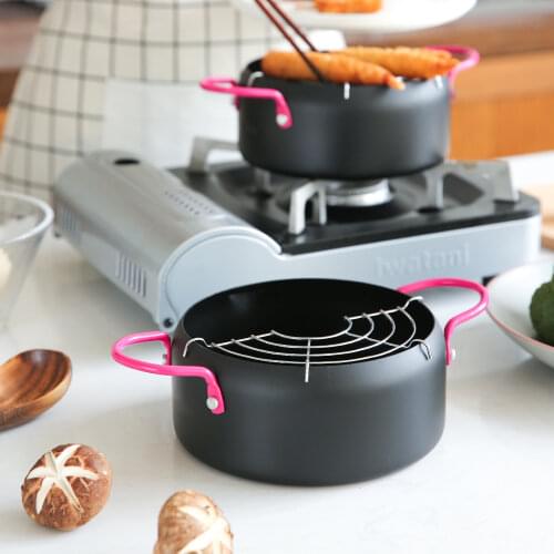 Japanese Style Tempura Frying Pot Portable Deep Fryer Pan With Basket Fried Chicken Pots Household Cookware Kitchen Utensil
