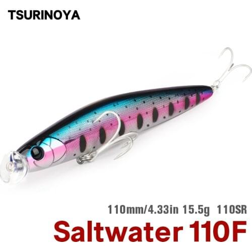 TSURINOYA Fishing Lure DW81 HUNTER 110SR 110mm 15.5g Saltwater Shallow Range Floating Minnow Jerkbait Wobbler SeaBass Lure Bait