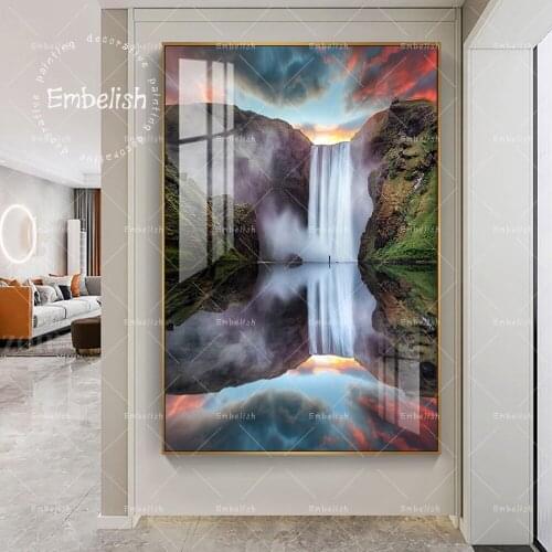 Embelish Modern Home Decor Landscape Pictures For Living Room Beautiful Waterfall Wall Art Posters HD Spray On Canvas Paintings