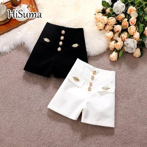 2021 spring summer new womens high waist Single breasted Wide leg shorts female chic slim suit shorts