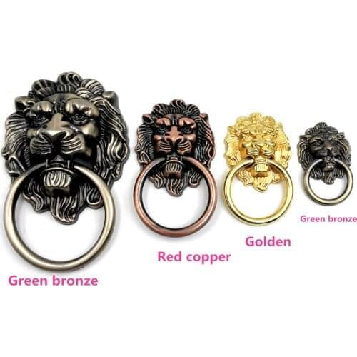 Vintage Lion Head Cabinet Knobs and Handles Furniture Door Antique Furniture Handles Cabinet Drawer Pull Handle Knob Ring
